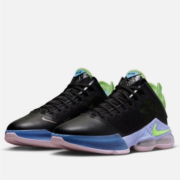 Nike | Men's Black/Lime Green LeBron XIX React Low Athletic Basketball Shoes 8.5 - Picture 2 of 16